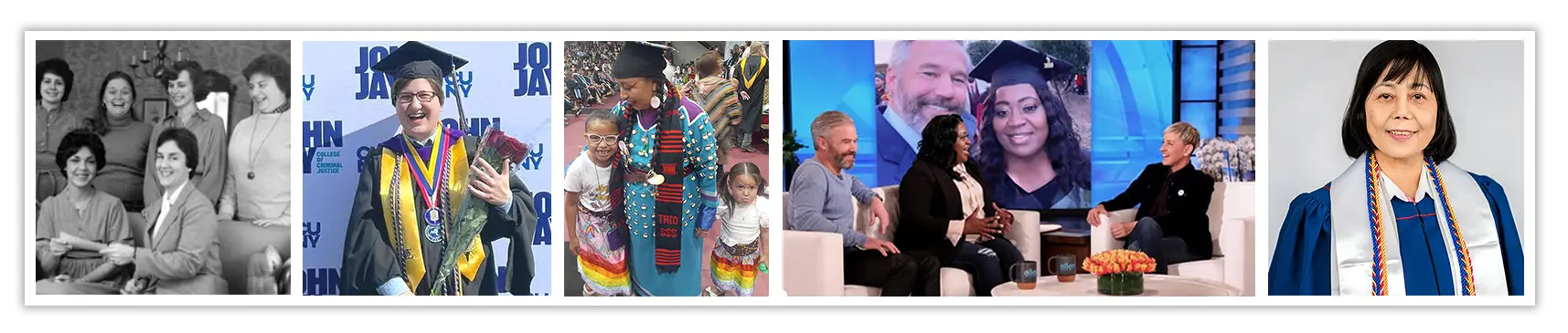 A strip of many different photos of lives touched by the Jeannette Rankin Foundation